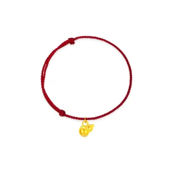 YIIAAN Gourd Red String Good Luck Fortune Solid Gold 999 Fixed Price Gold Bracelet Unisex