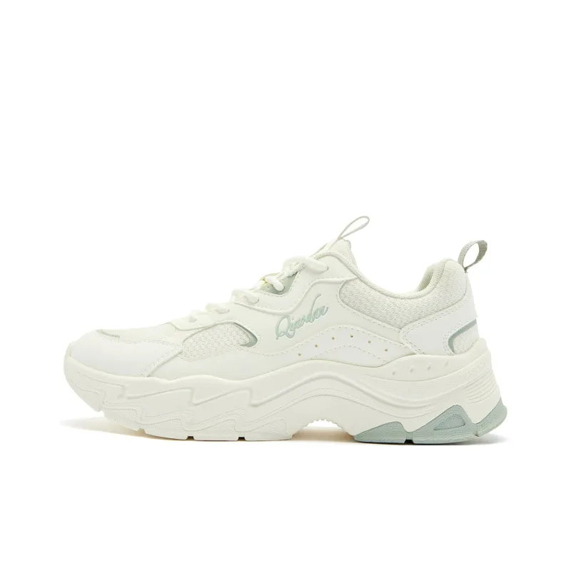 QIAODAN Casual Shoes Women's Low Top Ivory/Reed Gray Green-0