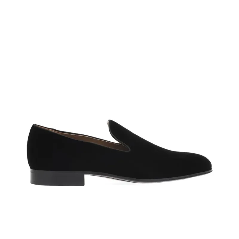 GIANVITO ROSSI Jean Round-toe Velvet Loafers-1