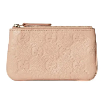 GUCCI Leather Key Pouch Women's Light Pink