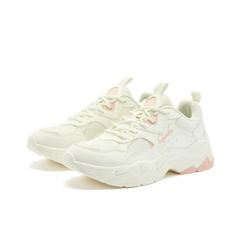 QIAODAN Casual Shoes Women's Low Top Ivory/Serene Pink-2