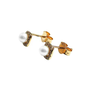 WANBAOYUANZHUBAO 18K Gold Stud Earrings Women's