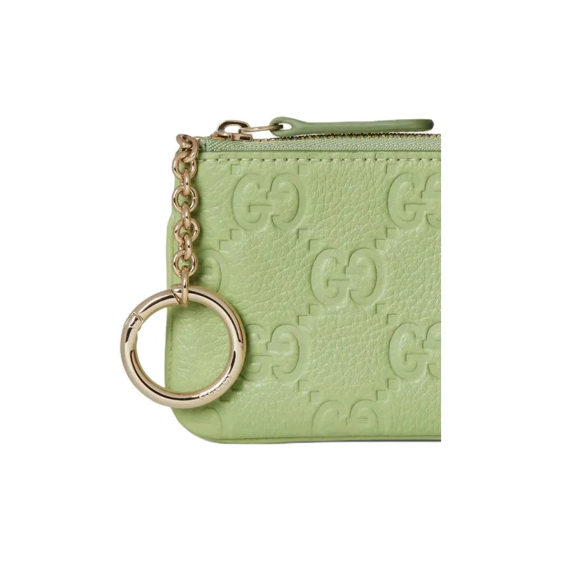 GUCCI Leather Key Pouch Regular Women's Light Green-5