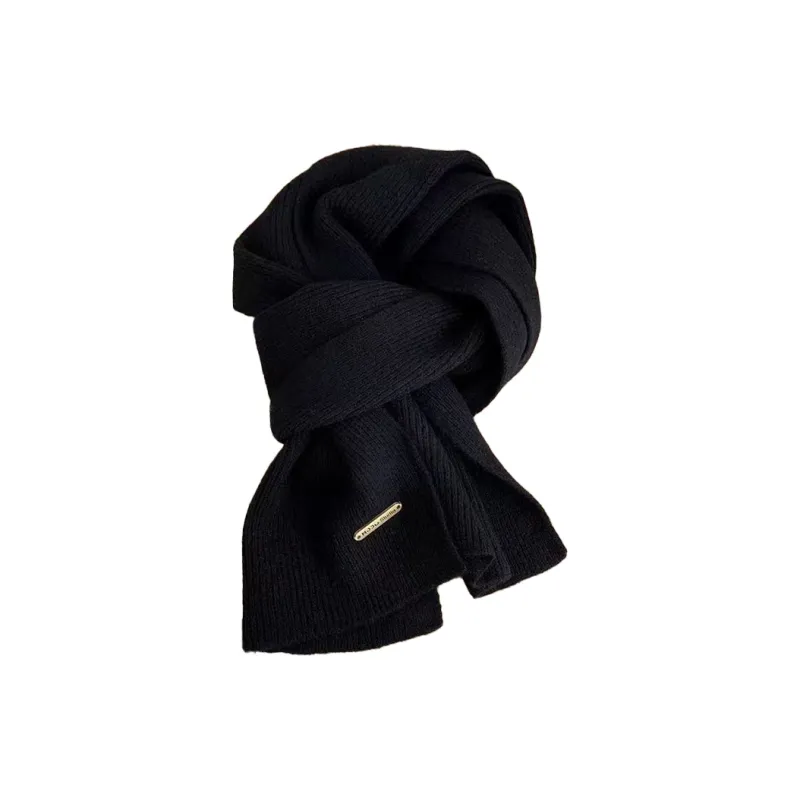 PIARA Polyester Knit Scarves Unisex Black/Beige/Burgundy-3