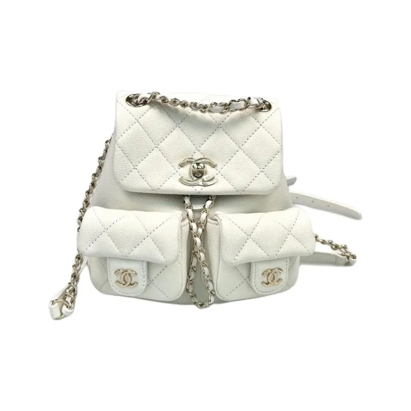 CHANEL Duma 24A Calfskin Small Backpack Women's White-0
