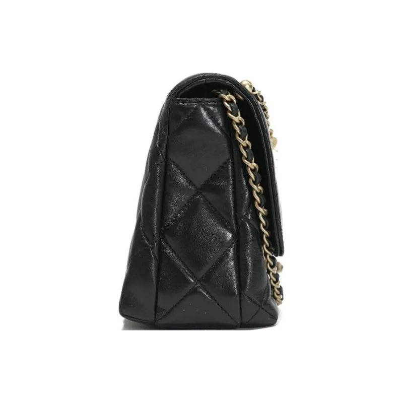 CHANEL Classic Flap CF Shiny Lambskin Shoulder Bag Crossbody Bag Mini Women's Black-3