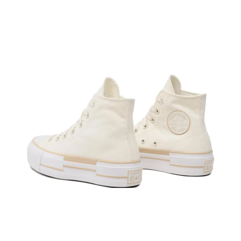Converse Chuck Taylor All Star Lift Anti Slip Wear Resistant High Top Canvas Shoes Women's Ecru-3