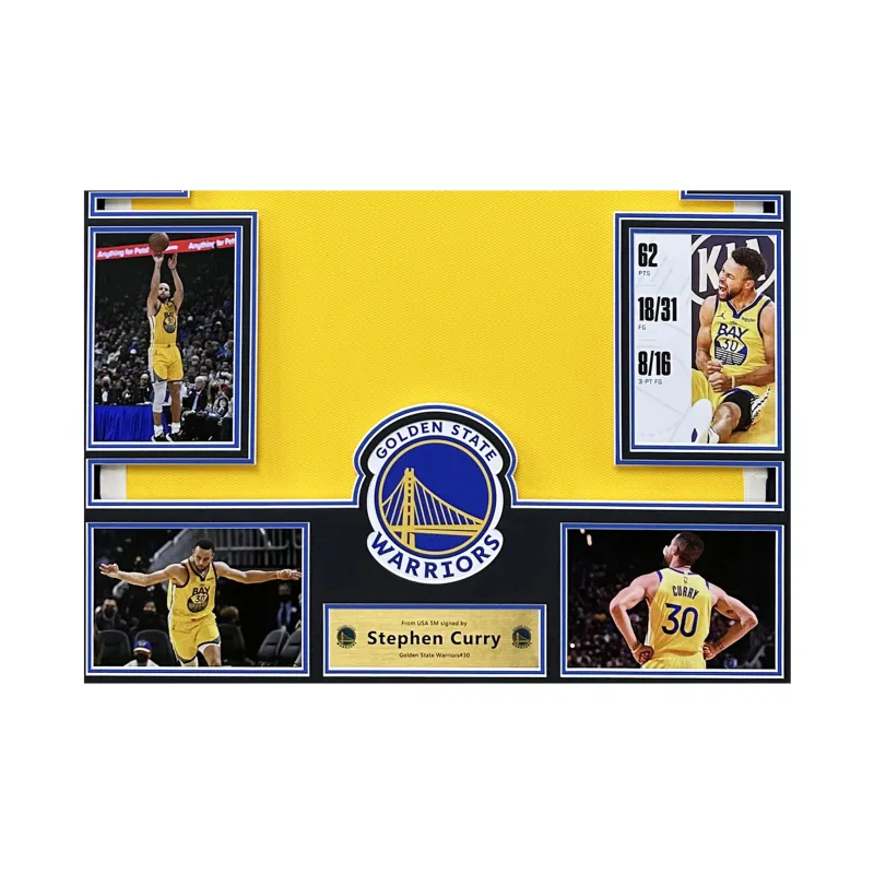Huayitaojin Basketball Fan Supplies Home Decoration Treasured Collection JSA USASM Certificate Framed Yellow-3