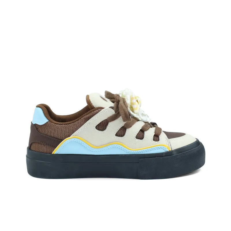 B10CROWN Anti Slip And Wear Resistant Breathable Low Top Skateboard Shoes Women's Sea Salt Milk Coffee-1
