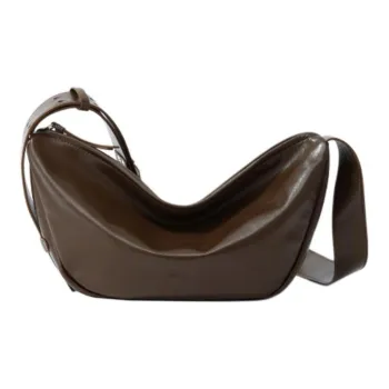 FION Top Grain Cow Leather Crossbody Bag Medium Size Women's Caramel Brown