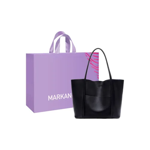 MARKANGARO PU Tote Bag Shoulder Bag Women's Black White Coffee