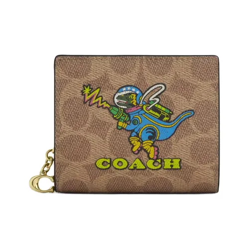 COACH Coated Canvas Wallet Mini Women's Tan Multicolor