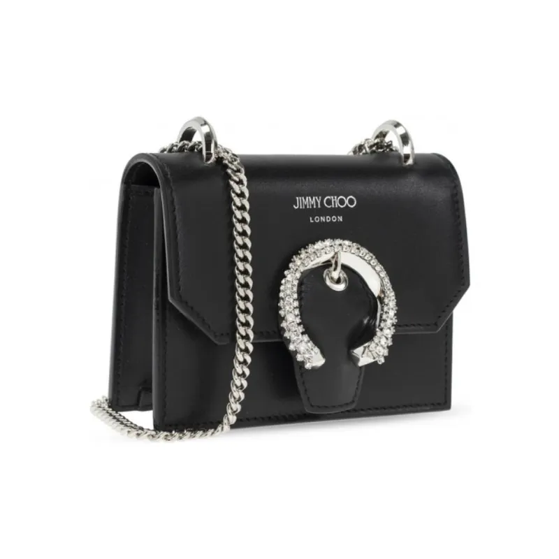 Jimmy Choo Calfskin Shoulder Bag, Crossbody Bag Women's Black-2