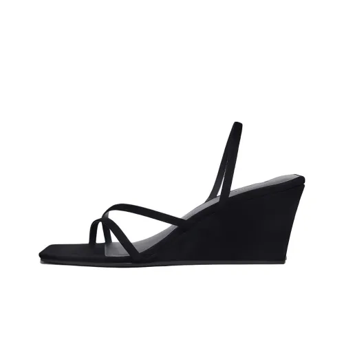 ST. AGNI Spiral Wedge Strap Sandals 7.5cm Women's Black