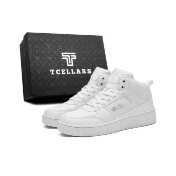 TCELLARS Coverage Cushioning Wear Resistant Lightweight Height Increasing Mid Top Skateboard Shoes Unisex Vintage White