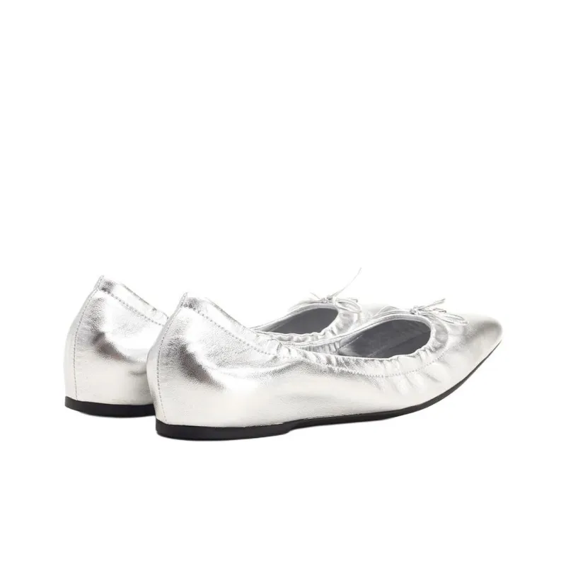 Valentino Logo Plaque Bow Detailed Ballerina Shoes Women's-4