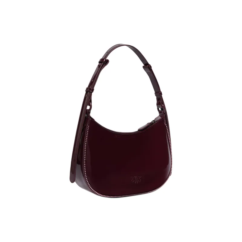 PINKO Half Moon Series Polyester Crescent Bag Handbag Shoulder Bag Small Size Women's Ox Blood Color-1