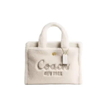 COACH Cargo Shearling Tote Bag, Shopping Bag, Shoulder Bag, Crossbody Bag, Handbag Tubas Women's White