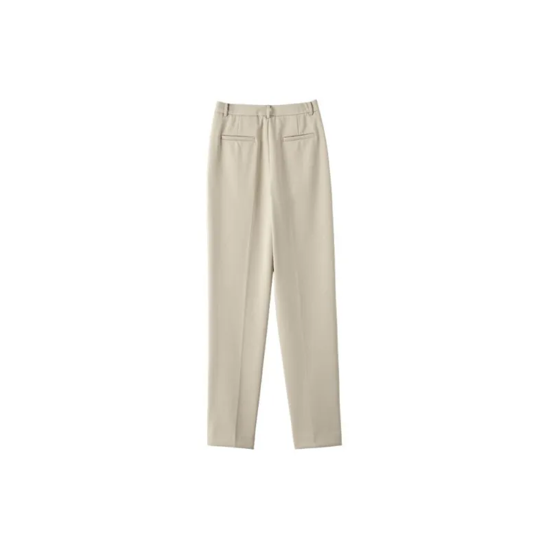 Late White Casual Pants Women's Dark Coffee-7