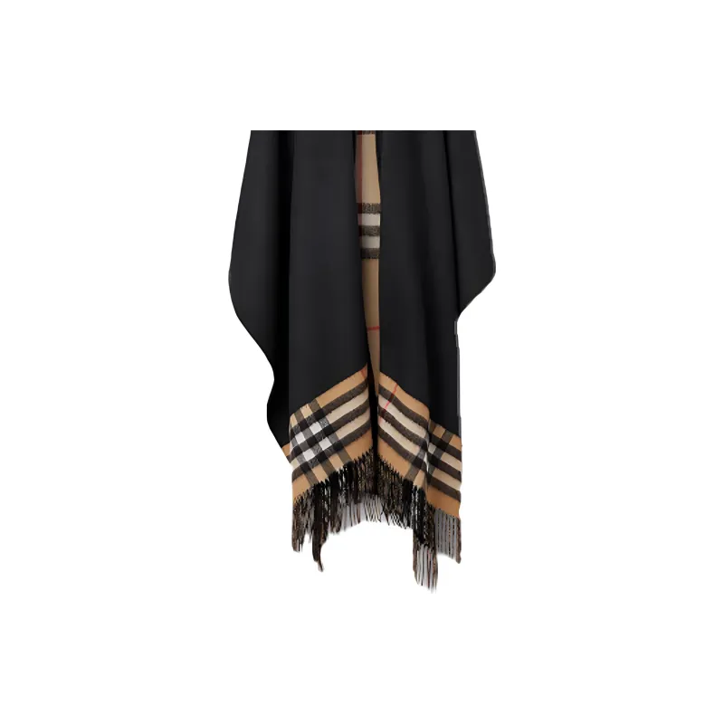 Burberry Fringed Check Cape-4