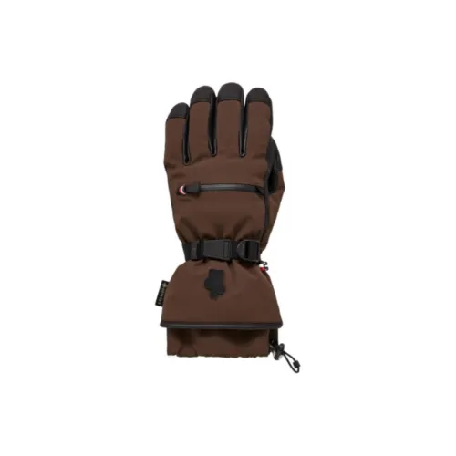 Moncler Nylon Leather Silicone Sheepskin Polyamide Elastane Polyester Cotton Fabric Gloves Men's Brown