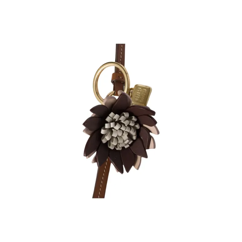MIU MIU Leather Keychain Charm Bag Accessory Women's Hemlock Wood Color & Pink Beige-2