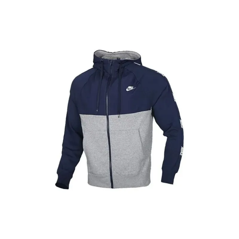 Nike As M Nsw Ce Hoodie Fz Bb Hybri Sweatshirt Unisex Blue Gray Shopping Bag Included-2