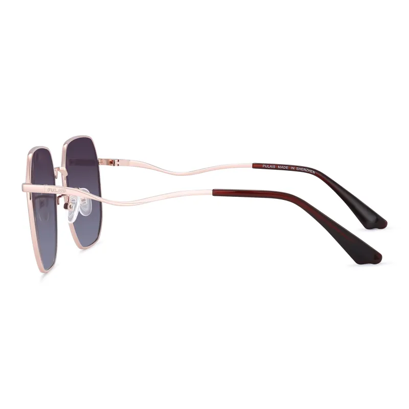 PULAIS Metal Square Sunglasses Women's Rose Gold-1