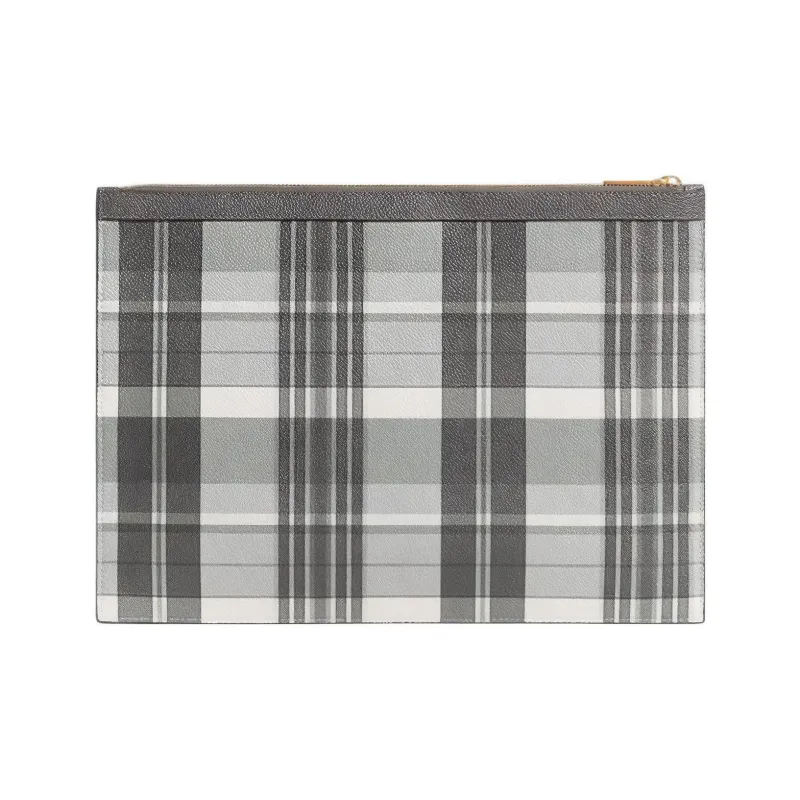 THOM BROWNE Checkered Zipped Clutch Bag-2