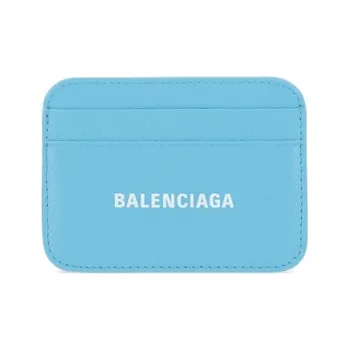 Balenciaga Cow Leather Card Holder Wallet Women's Blue