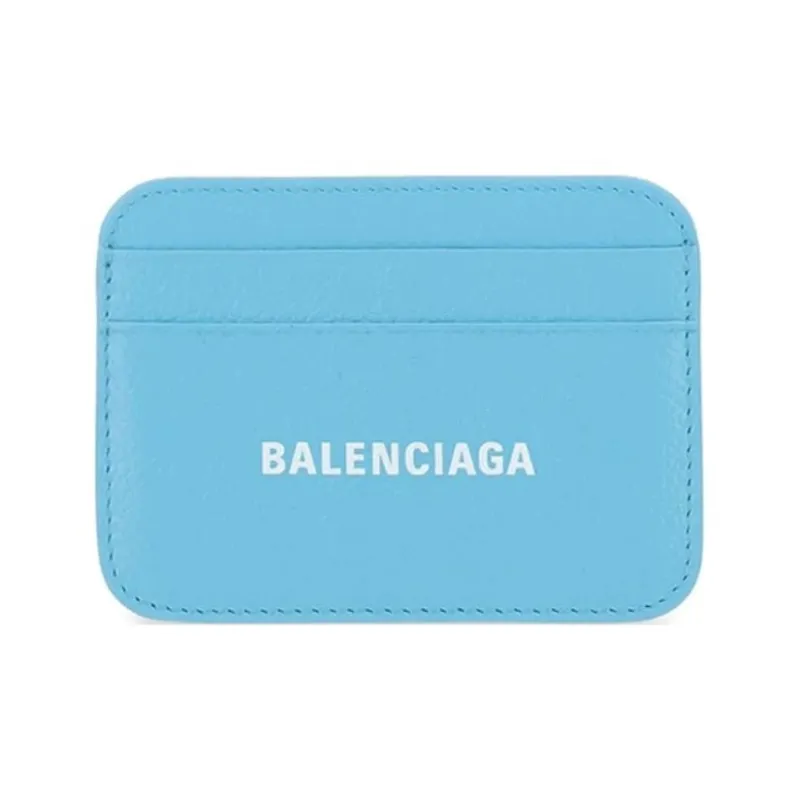 Balenciaga Cow Leather Card Holder Wallet Women's Blue-0