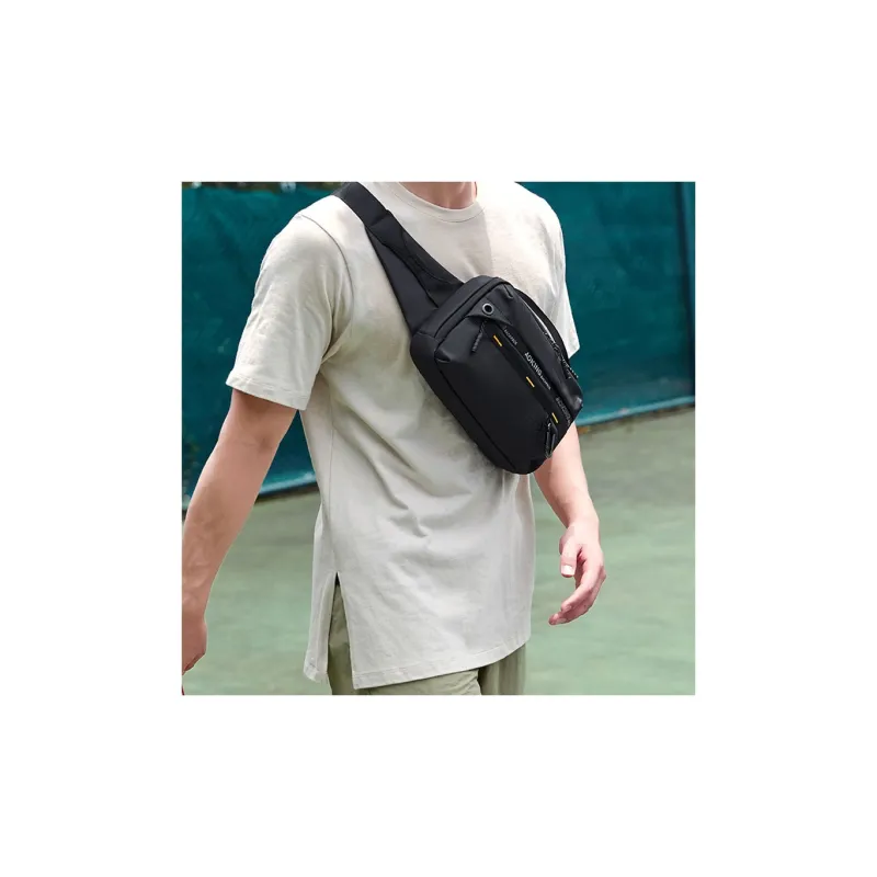 LVEYING Fabric Sling Bag Fanny Pack Crossbody Bags Regular Men's Black-4