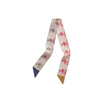 HERMES Mulberry Silk Small Silk Scarves Women's Light Rose