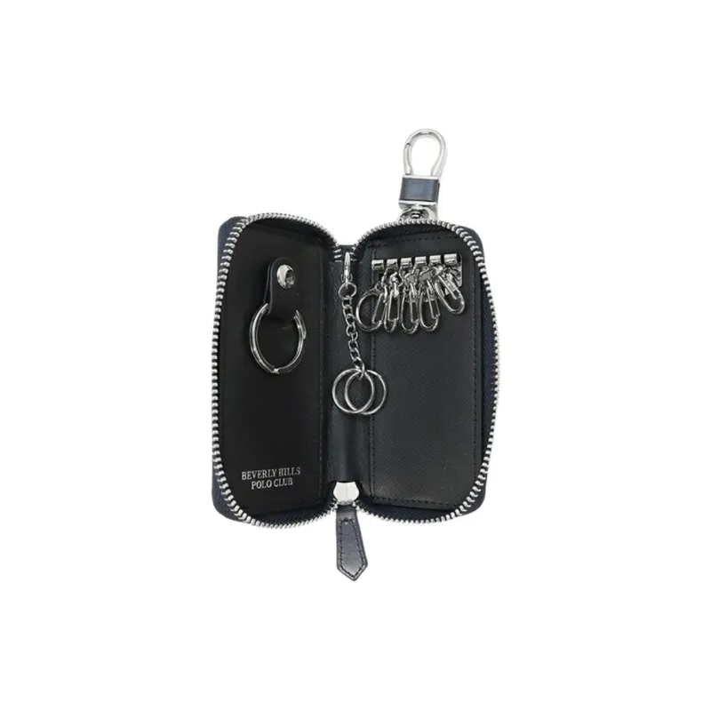 BEVERLY HILLS POLO CLUB Cow Leather Key Pouch Men's Marine Blue Black-1