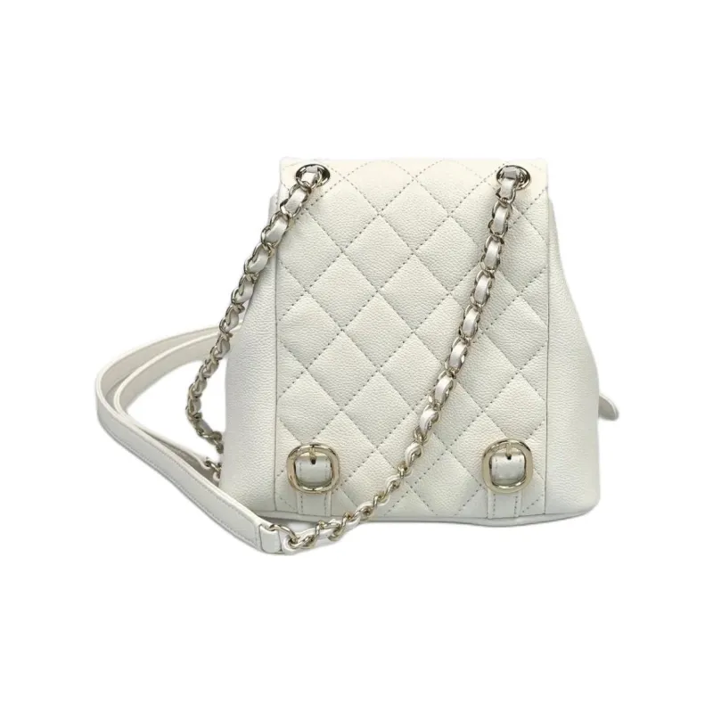 CHANEL Duma 24A Calfskin Small Backpack Women's White-2