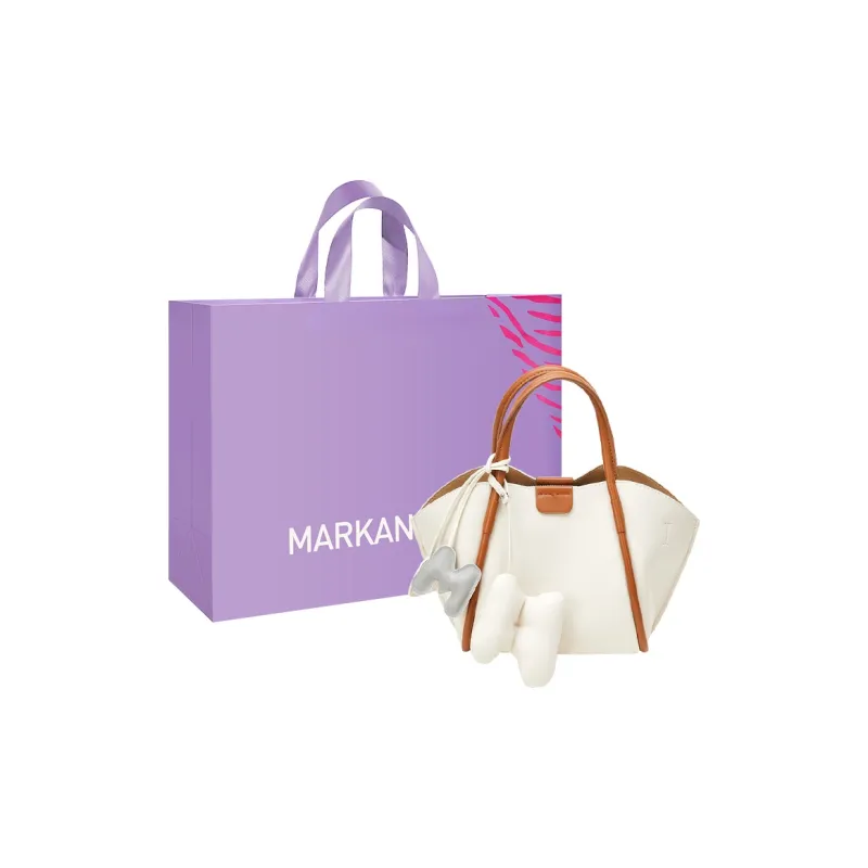 MARKANGARO Microfiber Synthetic Leather Tote Handbag Regular Women's Ecru & Brown \ Lychee Gray & Brown-0