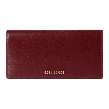 GUCCI Leather Wallet Women's Red