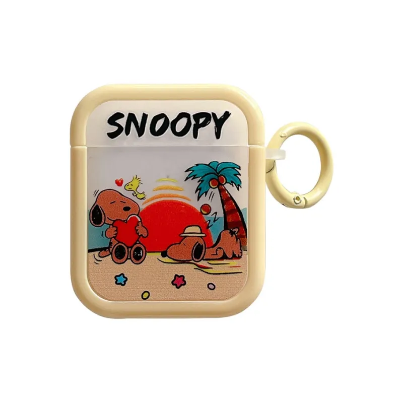 Kona Chun Compatible With AirPods 3/1/2/pro2 TPU Ins Cartoon Hawaii Black Snoopy Fully Enclosed Headphone Cases-1