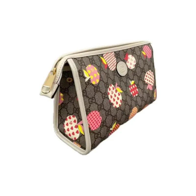 GUCCI Cow Leather Makeup Bags Toiletry Bags Clutches Women's Brown-1