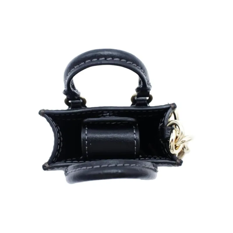 COACH N/S Canvas With Smooth Leather Hand Handbag Accessory Mini Women's Gold & Brown Black-4