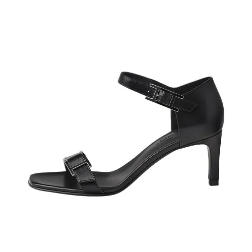 HERMES Judy Strap Sandals 7cm Women's Black