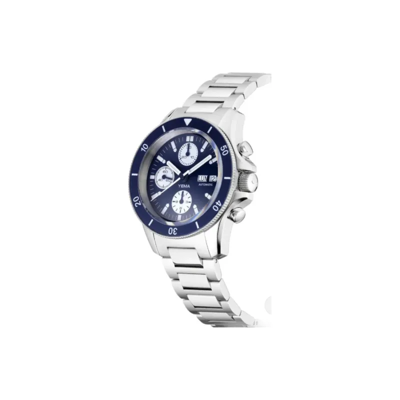 YEMA Wrist Watch Automatic Mechanical Movement Stainless Steel Strap 40mm Blue Dial Unisex-1