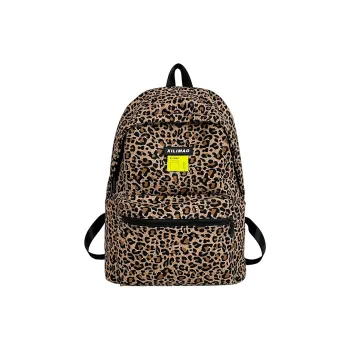 Debecca Nylon Backpack Large Size Unisex Leopard Yellow/Leopard Gray