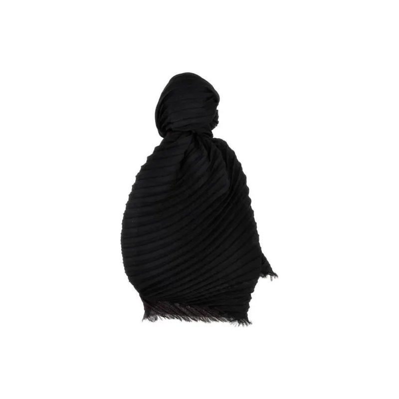 ISSEY MIYAKE Polyester Silk Wool Knit Scarves Women's Black-0