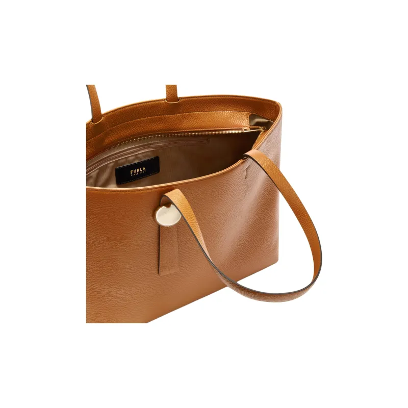 Furla Natural Leather Tote Bag, Shopping Bag, Handbag Women's Brown-4