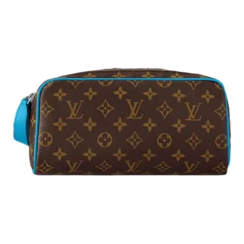 LOUIS VUITTON Coated Canvas Clutch Unisex Gaston Blue