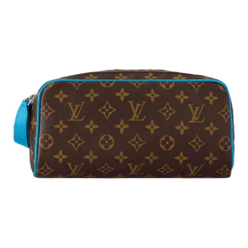 LOUIS VUITTON Coated Canvas Clutch Unisex Gaston Blue