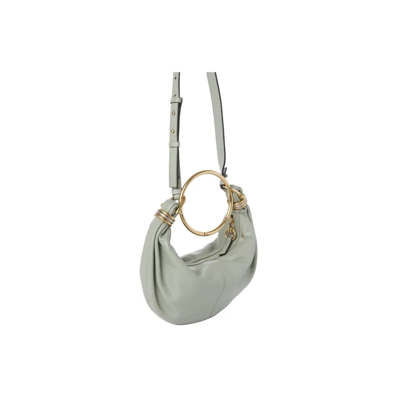 Chloe Calfskin Hobo Bag, Shoulder Bag, Crossbody Handbag Small Size Women's Seaweed Color-2