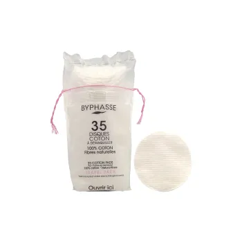 BYPHASSE 100% Cotton Makeup Remover Cotton Pads Soft Durable 35-Pack