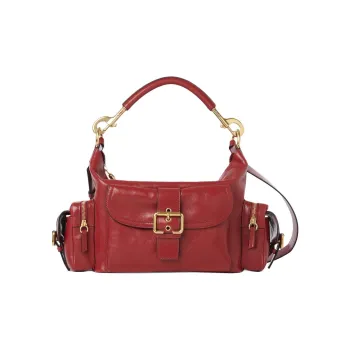 Chloe Buffalo Leather Camera Bag, Shoulder Bag, Crossbody Bag, Handbag Regular Women's Red Flame
